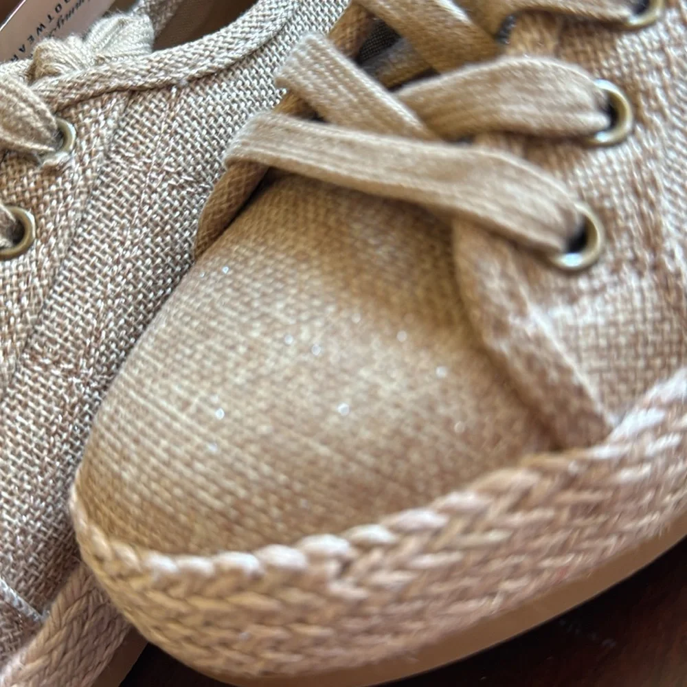 Tommy Bahama Galana Shimmer Tan Canvas Espadrille Sneakers Size  7.5